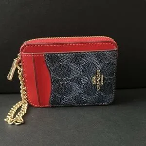 Coach | Accessories | Nwt Coach Zip Card Case In Signature  NWT COACH ZIP CARD CASE IN SIGNATURE CANVAS IN DENIM/BOLD RED main image 0